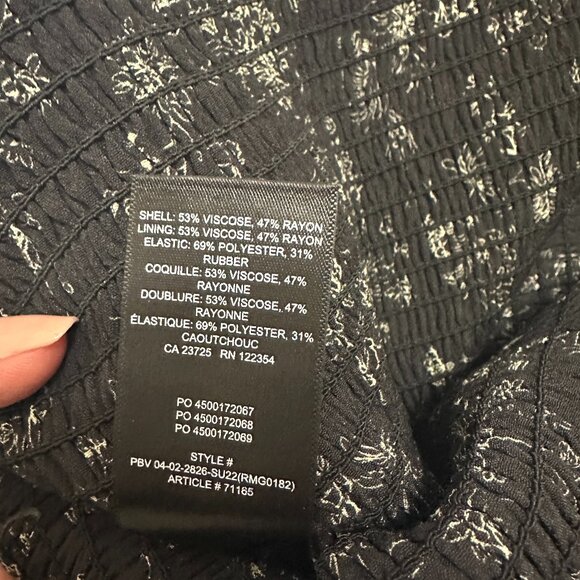 Wilfred Smocked Puff Sleeve Blouse - Black/Bone - Size Small - Picture 6 of 10